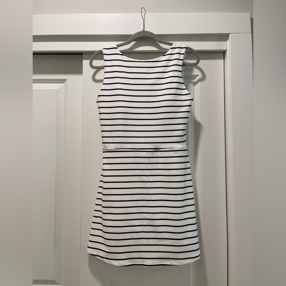 Abercrombie White and Black Striped Sleeveless workout dress